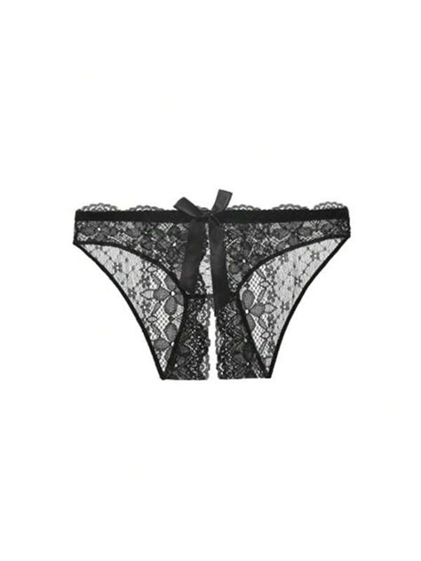 Pure Desire Lace Sexy Lingerie Set Open Crotch Briefs Sexy See Through Design Bow Detailing