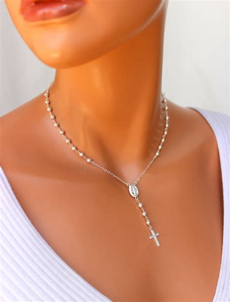 Best Seller Sterling Silver Rosary Choker Necklace 14k Gold Etsy