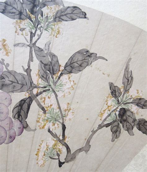 Chinese Fan Painting of Flowers and Fruits - Zentner Collection