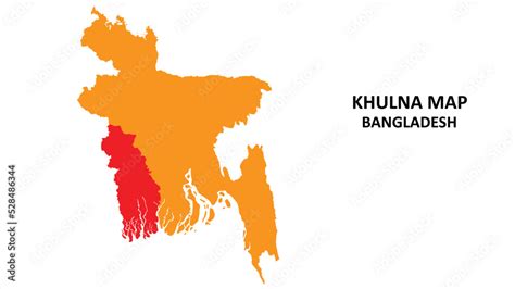 Khulna State and regions map highlighted on Bangladesh map. Stock Vector | Adobe Stock