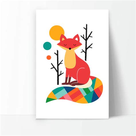 Quadro Decorativo Animais Coloridos Raposa Elo