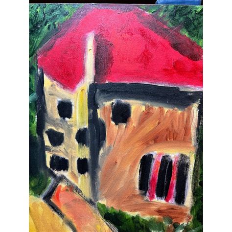 Abstract Colorful European Village Painting | Chairish