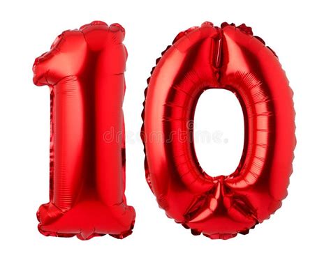 Number 10 Of Red Foil Balloon Stock Photo - Image of glossy, sign ...