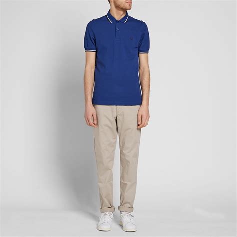 Fred Perry Slim Fit Twin Tipped Polo Medieval Blue And Navy End Gb