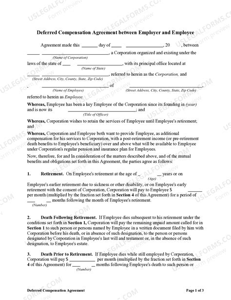 Deferred Compensation Agreement - Long Form | US Legal Forms