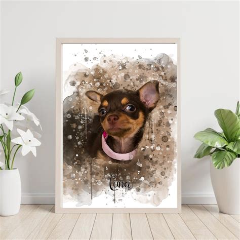 Portrait Animalier Dans Le Style Aquarelle Affiche De Chien Affiche