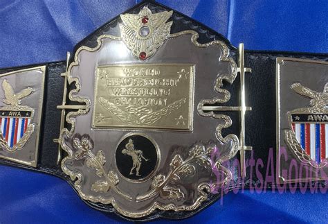 AWA World Heavyweight Wrestling Championship Belt 4mm Zinc Dual Gold ...