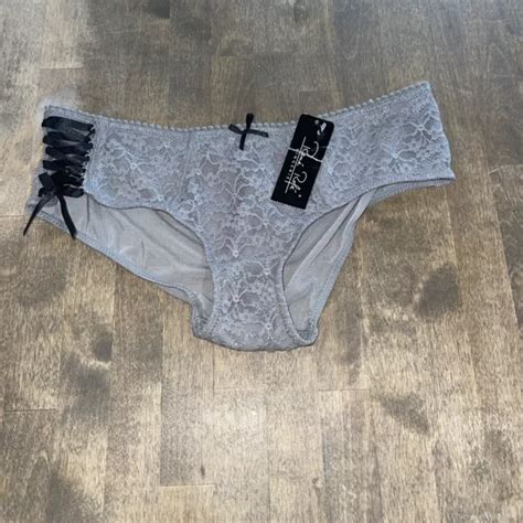 Rene Rofe Gray Black Lace Bikini Panty Underwear Sissy Knickers Size Large Picclick Uk