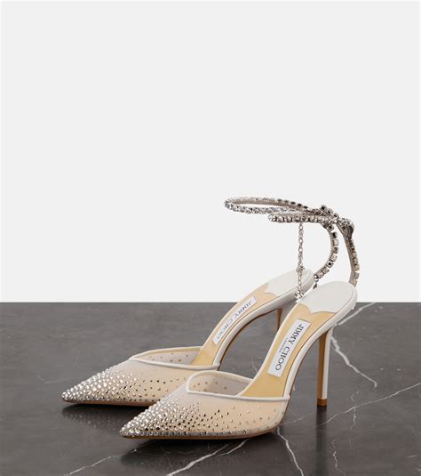 Saeda 100 Embellished Satin Pumps In White Jimmy Choo Mytheresa