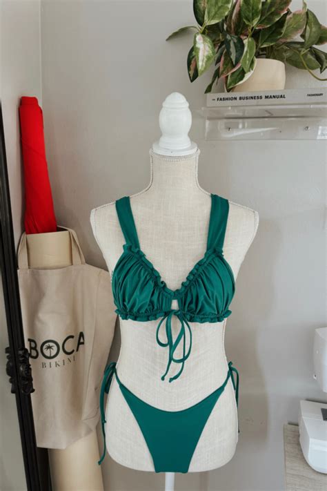 Hunter Green Ruched Bikini Set Boca Bikini