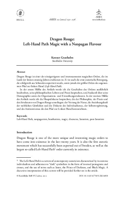 Pdf Dragon Rouge Left Hand Path Magic With A Neopagan Flavour