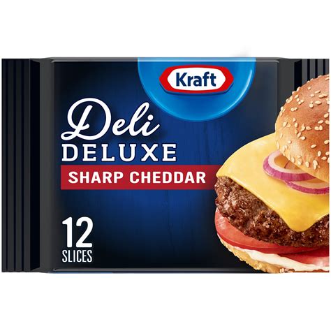 Kraft Deli Deluxe Sharp Cheddar Cheese Slices, 12 ct Pack - Walmart.com ...