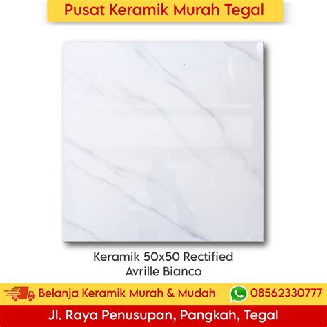 Keramik Lantai 50x50 Rectified Cutting Avrille Bianco Semi Granit