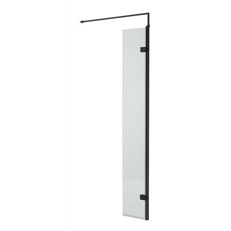 Hudson Reed Fluted 300mm Wetroom Swing Screen Black 20732 Black