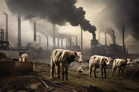 Premium AI Image | Factory Farming Air Pollution and Animal Impact ...