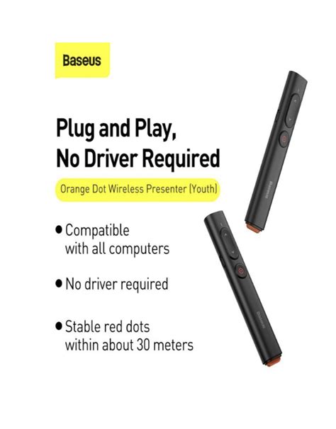 Baseus Orange Dot Wireless Presenter (Red Laser) Grey Baseus Cloud 6 ...