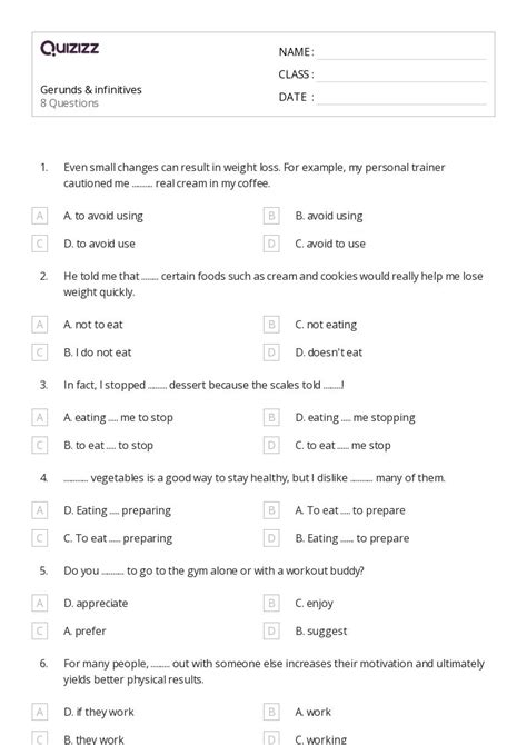 Infinitives Worksheets On Quizizz Free Printable