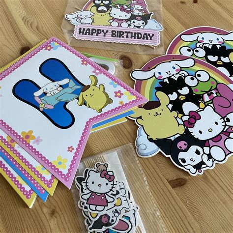 🎀 HELLO KITTY SANRIO 🎀 HAPPY BIRTHDAY BANNER AND... - Depop