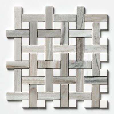 White Carrara Bardiglio Honed Basket Weave Marble Mosaic 12x12x3 8