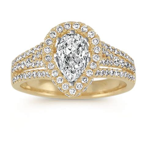 Diamond Halo Engagement Ring In 14k Yellow Gold Shane Co Halo