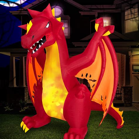 Amazon Holidayana Halloween Inflatables Large 9 Ft Fire Dragon