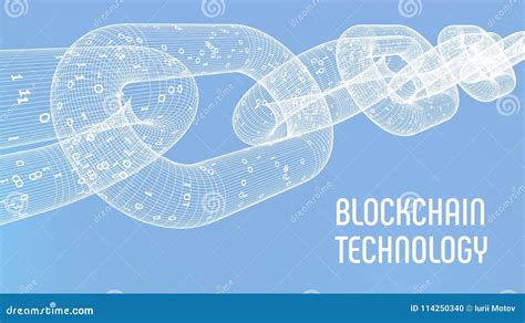 Block Chain Crypto Currency Blockchain Concept 3d Wireframe Chain With Digital Code Editable