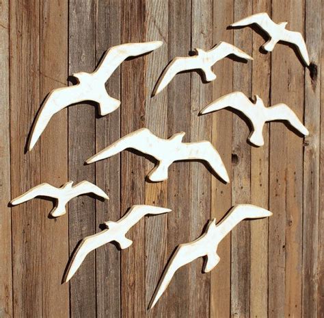 Seagulls Flock Of Seagulls Wooden Seagull Coastal Wall Decor Etsy