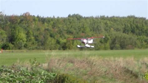 Cessna 182 On Floats Landing In Grass Youtube