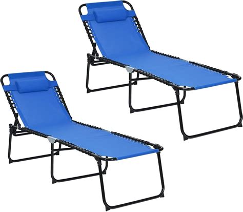 GYMAX Lounge Chair Outdoor 41cm Extra High Folding Chaise Lounge With