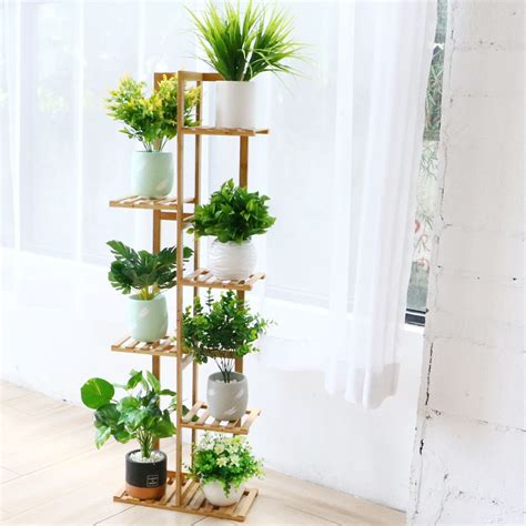 Unho Multilayer Bamboo Plants Stand Tall In Plant Shelves Plant