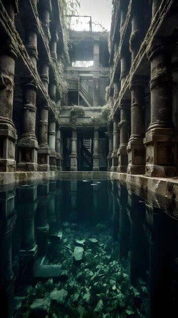 Premium AI Image | underwater city ruins natures photography