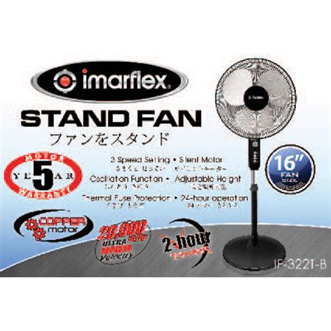 Imarflex 16 Inch Stand Fan With Timer Black If 322tb Imarflex