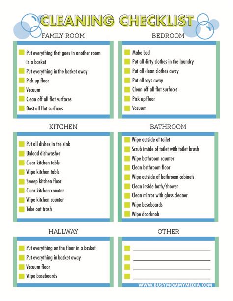 Free Printable Cleaning Checklist For Kids