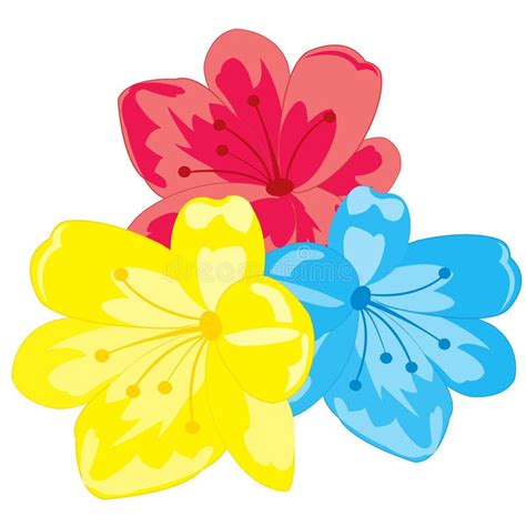 Three Flowers On White Background Stock Vector Illustration Of