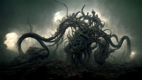 Enormous Eldritch Beast Tentacles Tendrils Complex Midjourney