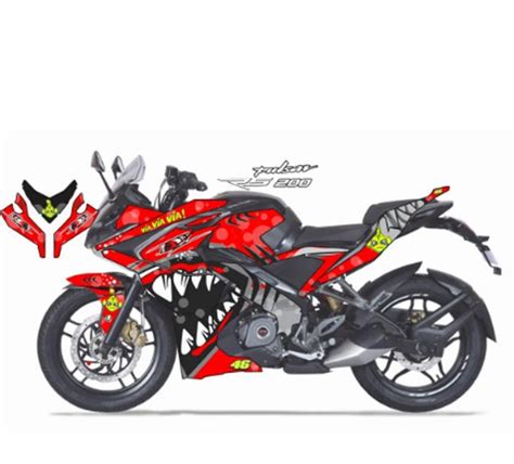 Bajaj Pulsar Rs New Red Shark Edition Full Body Wrap Decals Sticker At