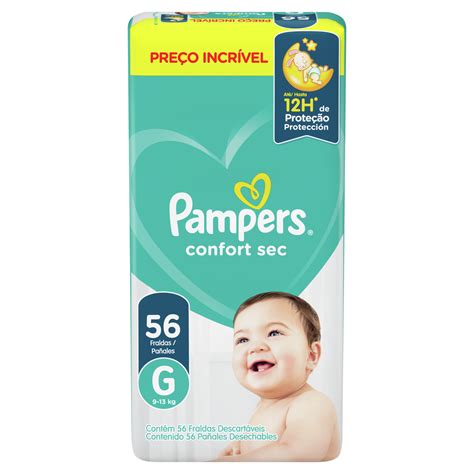 Fralda DescartÁvel Infantil Pampers Confort Sec G Pacote 56 Unidades