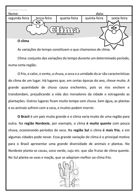 Atividade Clima Brasil 3 Ano - Clima 3º ano EM PDF