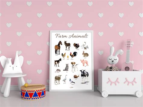 Farm Animals Poster Montessori Poster Montessori Etsy Australia