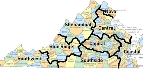 Five Regions Virginia Map