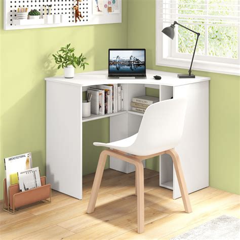 corner computer desk triangle home office desk  adjustable shelf