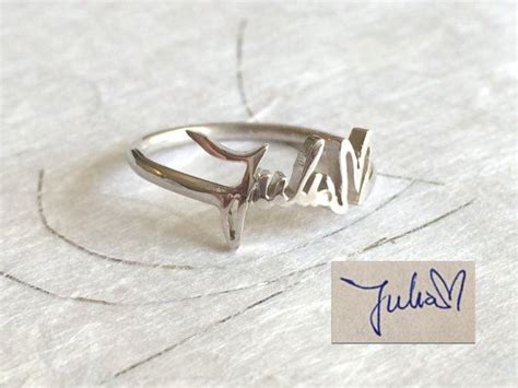 Custom Actual Handwriting Ring Personalized Signature Ring Etsy