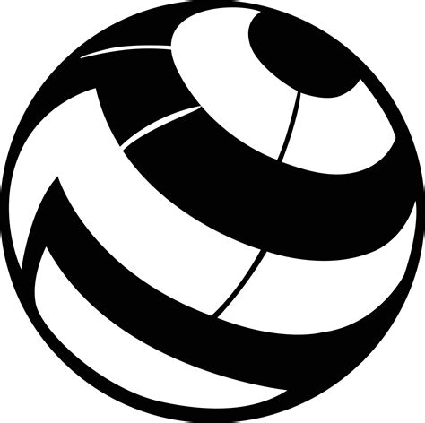 Volleyball Ball Silhouette. Black And White Volleyball Ball Clipart ...