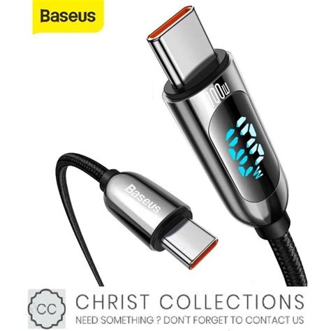 Jual Baseus Kabel Data Type C To Type C Fast Charging 100w 5a Led Display Shopee Indonesia