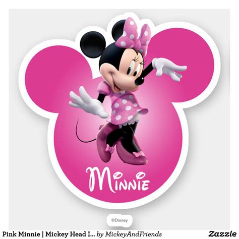 Pink Minnie | Mickey Head Icon Sticker | Zazzle | Minnie mouse pictures ...