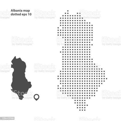 Vetores De Mapa Da Albânia Pontilhado Em Vetores De Fundo Branco