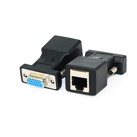 1 Pair Vga Extender Male Female To Lan Rj45 Cat5 Cat6 20m Network Cable Adapter