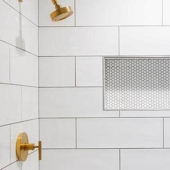 Gray Grout With White Tiles Design Ideas | Shower wall tile, White ...