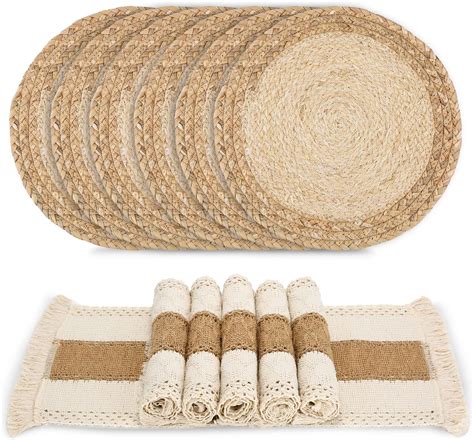 Chardin Home Round Woven Jute Braided Set Of Placemats Inch