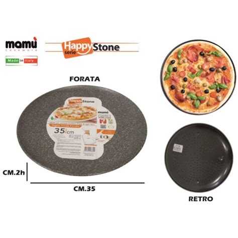 Teglia Pizza Forata Mamù Happy Stone Ruoto Alluminio Antiaderente Varie